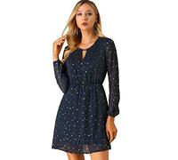 Allegra K Robe Ras du Cou à col en V dorée pour Femmes avec Brillants Étoile déguisement Bleu foncé M