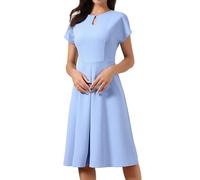Allegra K Robe Trapèze Femme pour Business à Col Rond et Manches Courtes