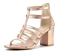 Allegra K Sandaà Bout Ouvert et à lanières pour Femmes Farbverlauf Roségold 37