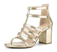 Allegra K Sandaà Bout Ouvert et à lanières pour Femmes Or 37