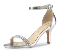 Allegra K Sandaà Talon Aiguille avec Strass à la Cheville pour Femmes Argent 38