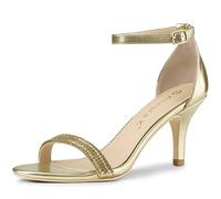 Allegra K Sandaà Talon Aiguille avec Strass à la Cheville pour Femmes Or 38