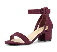 Allegra K Sandaà Talon Bas à Bride Cheville pour Femme Burgundy 37