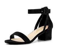 Allegra K Sandaà Talon Bas à Bride Cheville pour Femme Noir 38