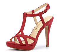 Allegra K Sandaà Talons aiguilavec Plateforme à Bride en T pour Femmes Rot 40