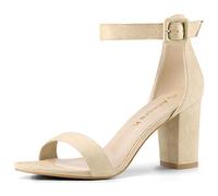 Allegra K Sandales à bout ouvert Chunky à talon haut pour femme Beige 41