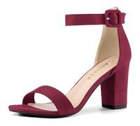 Allegra K Sandales à Bout Ouvert Chunky à Talon Haut pour Femme Burgundy 38