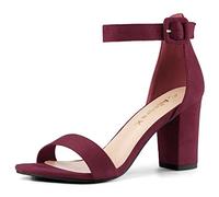 Allegra K Sandales à bout ouvert Chunky à talon haut pour femme Burgundy 39