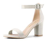 Allegra K Sandales à bout ouvert Chunky à talon haut pour femme Gris 40
