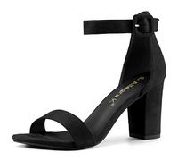 Allegra K Sandales à Bout Ouvert Chunky à Talon Haut pour Femme Noir 36