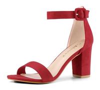 Allegra K Sandales à bout ouvert Chunky à talon haut pour femme rouge 37