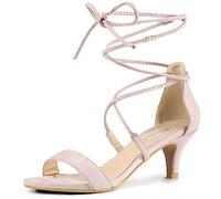 Allegra K Sandales à Bout Ouvert et Lacets pour Femmes Beige Rosa 39