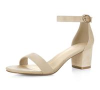 Allegra K Sandales à bout ouvert et talons carrés à bride cheville pour femmes Beige 38