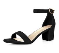 Allegra K Sandales à bout ouvert et talons carrés à bride cheville pour femmes Noir 41