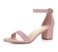 Allegra K Sandales à Bout Ouvert et Talons carrés à Bride Cheville pour Femmes Rose Clair 38