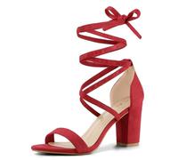 Allegra K Sandales à Gros Talons Ouvertes à Lacets pour Femmes Rot 38