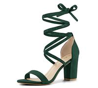 Allegra K Sandales à gros talons ouvertes à lacets pour femmes Vert 38