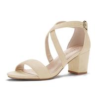 Allegra K Sandales à Talon carré pour Femmes Beige 39