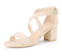 Allegra K Sandales à talon carré pour femmes Beige 41