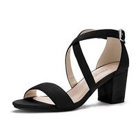 Allegra K Sandales à Talon carré pour Femmes Noir 37