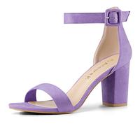 Allegra K Sandales à talon épais pour femme avec boucle à bride de cheville, Violet, 38 EU