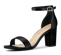 Allegra K Sandales à Talons mi-Hauts à Lacets pour Femmes Noir 42