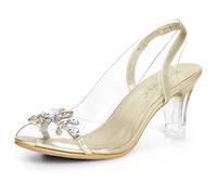 Allegra K Sandales à Talons Ouverts à Bout Ouvert et Strass à Fleurs Or 41