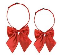 Allegra K Sangle de cou réglable avec nœud papillon pré-noué pour femme Couleur unie Mignon nœud papillon 2 pièces Rouge + Rouge Taille unique