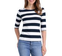 Allegra K T-Shirt À Rayures Coupe Ajustée À Manches 3/4 de Noël pour Femmes Bleu XL