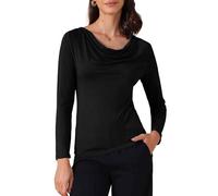 Allegra K T-Shirt Doux Ajusté Femme Blouse à Manches Longues et Col Bénitier Pull Léger Basique Vêtements Intérieurs pour L'Automne Noir L