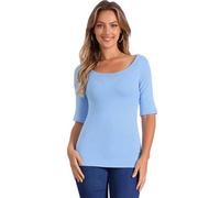 Allegra K T-Shirt Manches Courtes Encolure Dégagée pour Femmes Costume d'halloween Bleu Clair XL