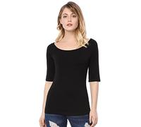 Allegra K T-Shirt Manches Courtes Encolure Dégagée pour Femmes Costume d'halloween Noir XXL