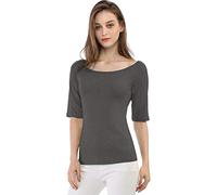 Allegra K T-Shirt Manches Courtes Encolure Dégagée pour Femmes Halloween Costume Gris foncé M