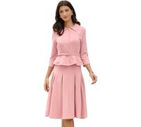 Allegra K Tailleurs-Jupes Femmes Ensemble de Costume d'affaires Tenues de Bureau 2 Pièces Veste Blazer avec Ceinture Jupes Plissées Rose poussiéreux S