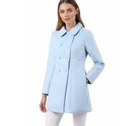 Allegra K Trench à double boutonnage à col Claudine pour femmes Costume d'Halloween Bleu S