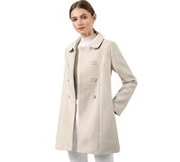 Allegra K Trench-Coat Femme À Double Boutonnage Caban À Col Claudine Manteau D'hiver Classique Beige 3XL