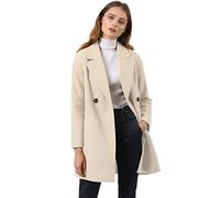 Allegra K Trench-coat raglan à double boutonnage revers pour femme Costume d'Halloween Blanc crème XS