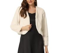 Allegra K Veste courte pour Femme en fausse fourrure à manches longues ouvert devant boléro d'hiver manteau Beige XS