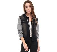 Allegra K Veste en jean à capuche avec cordon de serrage avec poches pour femmes Costume d'Halloween Le noir S