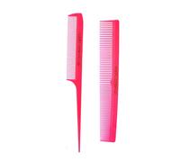 Allegro Combs Lot de 2 peignes à queue de rat et barbier - Pour homme et femme - Couleur fraîche - Rose fluo