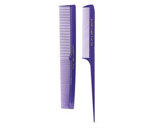 Allegro Combs Lot de 2 peignes de coiffeur pour rat et barbier - Peigne de coiffeur pour cheveux - Peignes pour homme et femme - Peignes pour enfants - Couleur fraîche - Violet