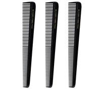 Allegro Combs Lot de 3 peignes de coiffure coniques pour barbier et coiffeur - Pour femme et homme - Fabriqués aux États-Unis - Noir