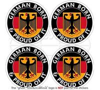 Allemagne Allemand Born & Proud Deutschland 50 mm (5,1 cm) bumper-helmet en vinyle autocollants, Stickers x4