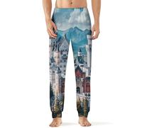 Allemagne Château de Neuschwanstein Pantalon de pyjama pour homme Pantalon de sommeil doux pour salon Pantalon de pyjama Bas de vêtements de nuit Pantalon de survêtement pour la maison Décontracté