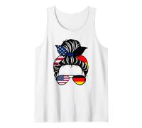 Allemagne Deutschland Messy Bun Drapeau Allemand Maman Filles Débardeur