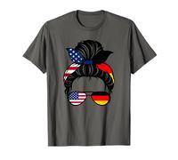 Allemagne Deutschland Messy Bun Drapeau Allemand Maman Filles T-Shirt