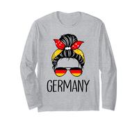 Allemagne Deutschland Messy Chignon Drapeau Allemand Maman Enfants Filles Manche Longue