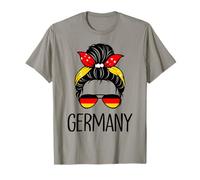 Allemagne Deutschland Messy Chignon Drapeau Allemand Maman Enfants Filles T-Shirt