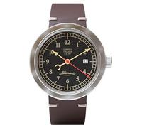 Allemano 1919 Jour satiné Automatique (44 mm) Cadran Noir/Bracelet Cuir Marron Day A 1919 NP-PB