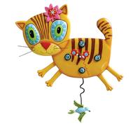 Allen Designs Enesco Kimi The Kitty Horloge Murale à Pendule sculptée avec Fleurs Orange 29 cm